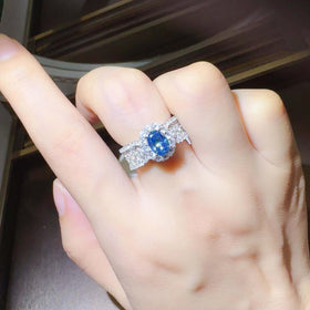 1 Carat Blue Sterling Silver Engagement Ring | Promise Ring